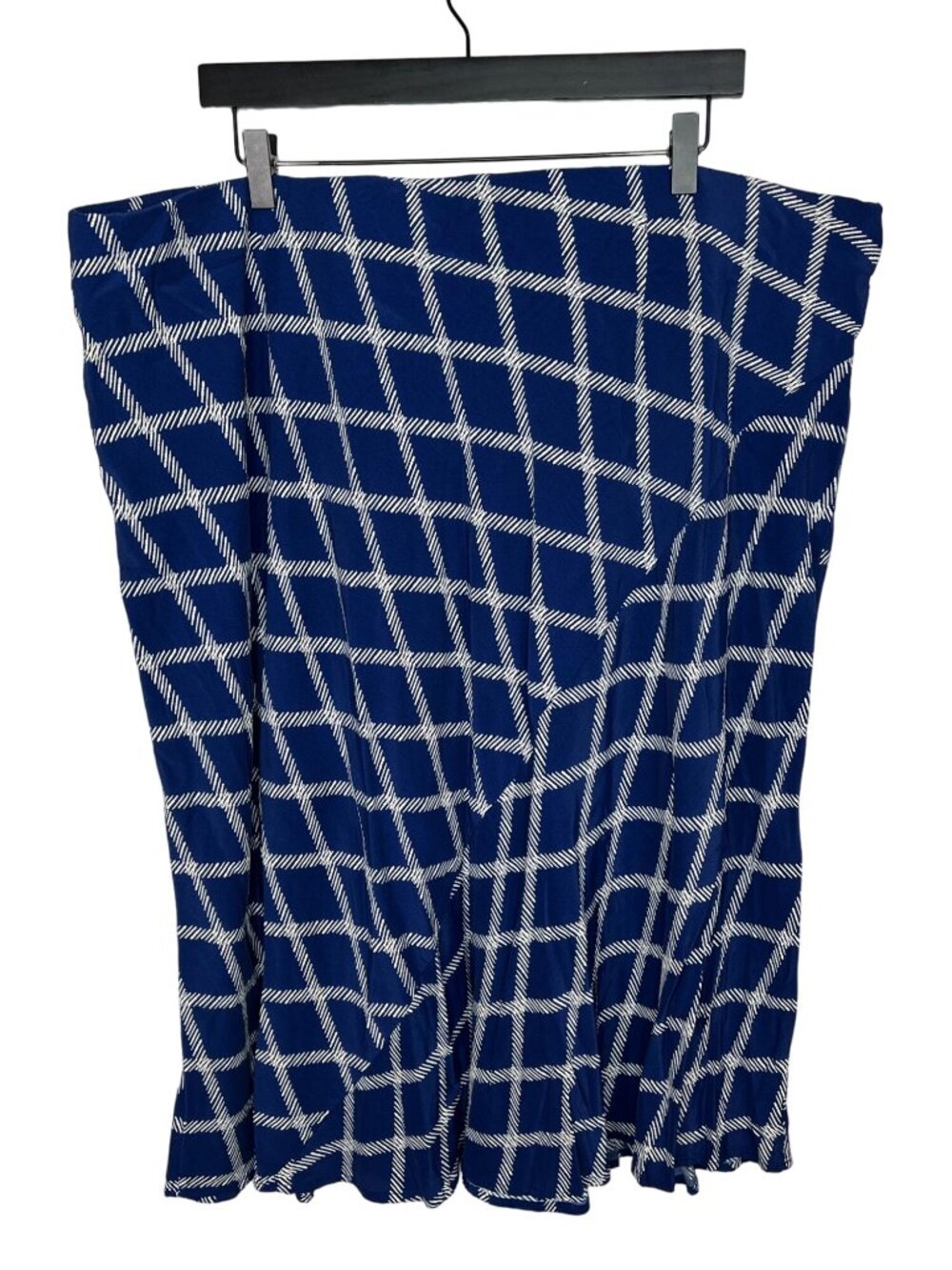 Ava & Viv Womens 2X Blue White Windowpane A Line Midi Skirt Pull On Plus